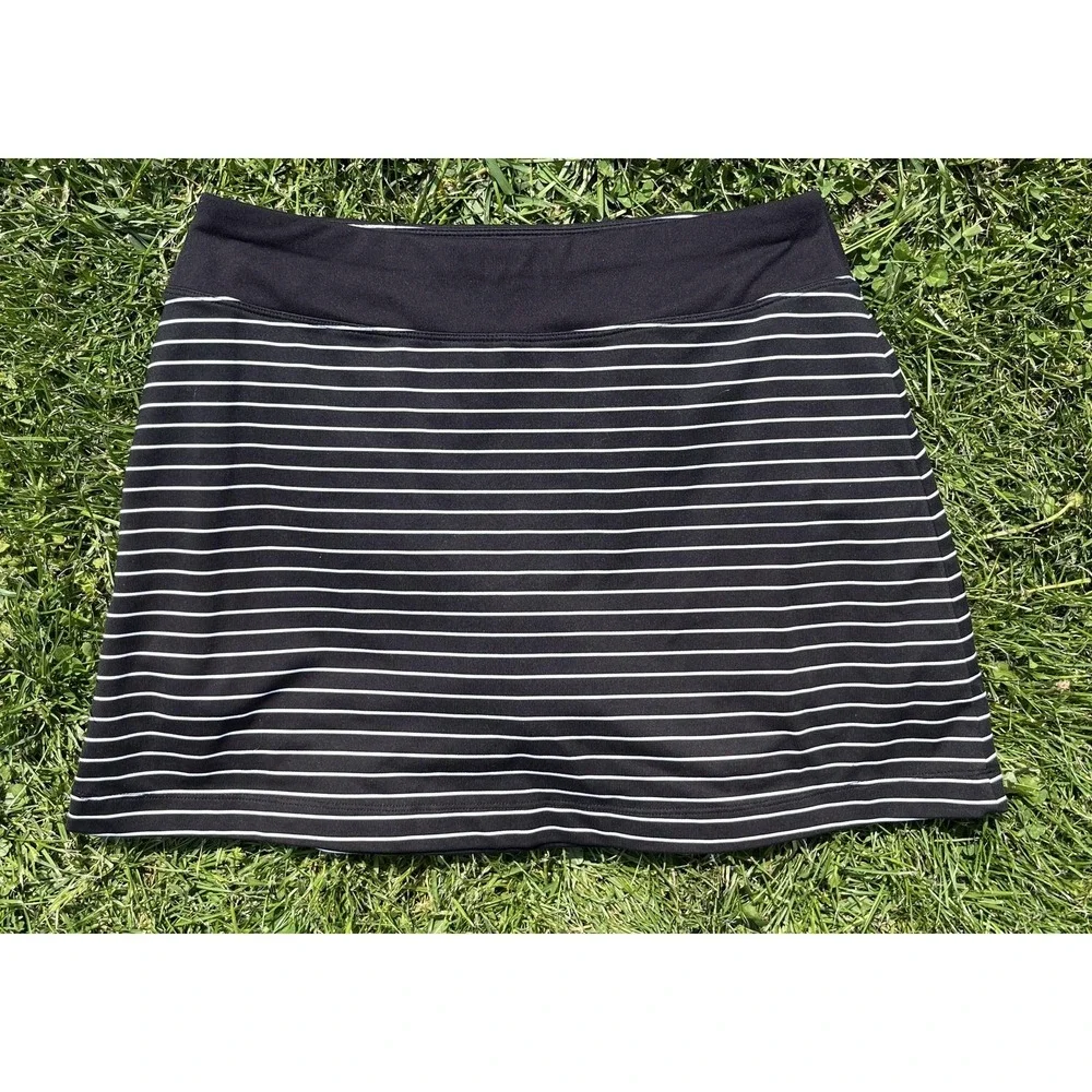 Athleta Skort Womens Small Black White Striped Athletic Running Tennis Stretch